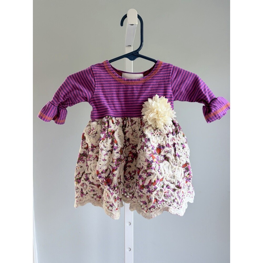 Bonnie Jean Boho Embroidered Long Sleeve Girls Dress 3-6 Months Multicolor